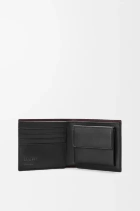 Switch-lommebok med to ferd i mykt, kornet kalveskinn og semsket skinn