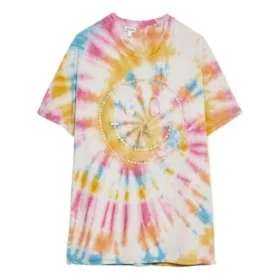 Tie-dye-trykk med smilende ansikt, kort ermet, unisex, flerfarget H616341X79-9990