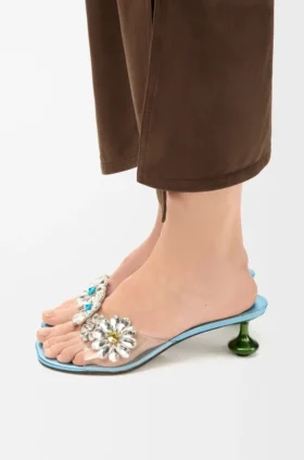 Toy-sandaler med krystallblomster i PVC