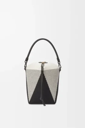«Treasure Bako»-bucket i jacquard-canvas og kalveskinn