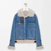 Truckerjakke i denim og shearling
