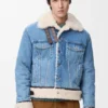 Truckerjakke i denim og shearling