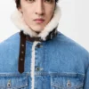 Truckerjakke i denim og shearling