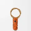 Woven nest vase i kalveskinn og bambus