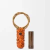 Woven nest vase i kalveskinn og bambus