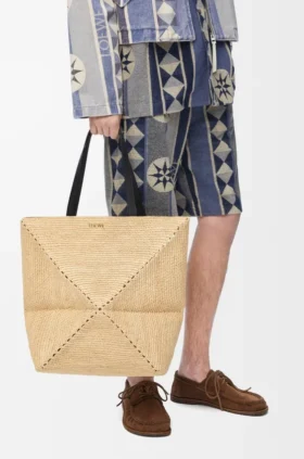 XL Puzzle Fold-tote-veske i raffia