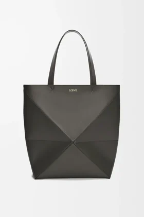 XL Puzzle Fold-tote-veske i skinnende kalveskinn