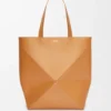 XL Puzzle Fold-tote-veske i skinnende kalveskinn