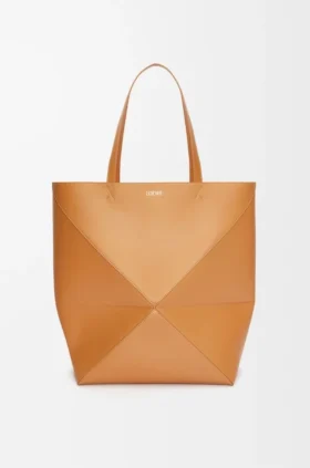 XL Puzzle Fold-tote-veske i skinnende kalveskinn