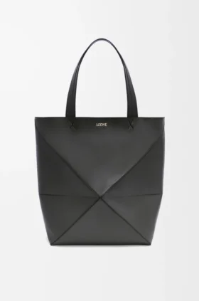 XL Puzzle Fold-tote-veske i skinnende kalveskinn