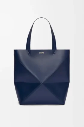 XL Puzzle Fold-tote-veske i skinnende kalveskinn