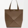 XL Puzzle Fold-tote-veske i skinnende kalveskinn