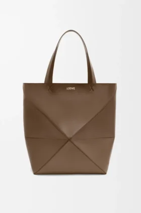 XL Puzzle Fold-tote-veske i skinnende kalveskinn