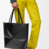 XL Puzzle Fold-tote-veske i skinnende kalveskinn