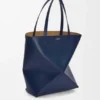 XL Puzzle Fold-tote-veske i skinnende kalveskinn