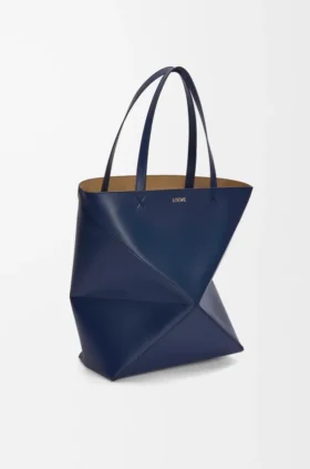 XL Puzzle Fold-tote-veske i skinnende kalveskinn