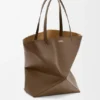 XL Puzzle Fold-tote-veske i skinnende kalveskinn