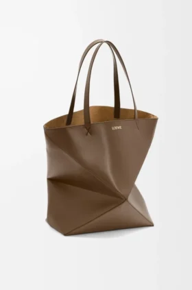 XL Puzzle Fold-tote-veske i skinnende kalveskinn
