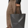 XL Puzzle Fold-tote-veske i skinnende kalveskinn