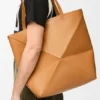 XL Puzzle Fold-tote-veske i skinnende kalveskinn