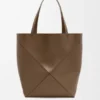 XL Puzzle Fold-tote-veske i skinnende kalveskinn
