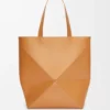 XL Puzzle Fold-tote-veske i skinnende kalveskinn
