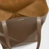 XL Puzzle Fold-tote-veske i skinnende kalveskinn