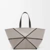 XXL Puzzle Fold Tote-veske i jacquard-canvas og kalveskinn XXL Puzzle Fold Tote-veske i jacquard-canvas og kalveskinn